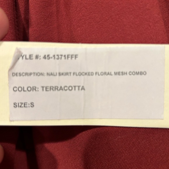 Ronny Kobo, New with Tags, Flocked Nali Skirt, ,Terracotta, Size Small - Picture 5 of 7